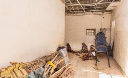 Displaced people sheltering in a looted bank in Zalingei, Central Darfur state, Sudan.
