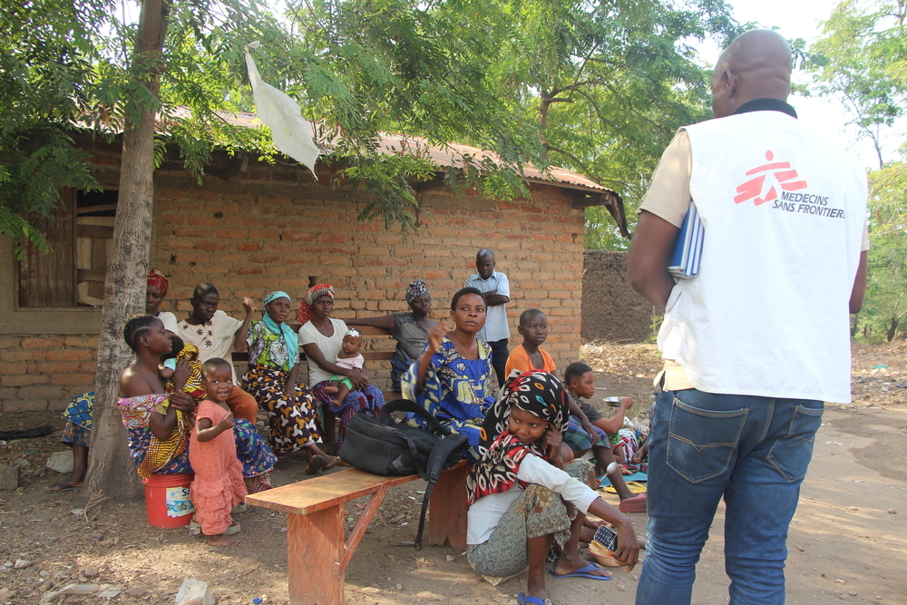Patients and carers attending a malaria awareness session at the MSF-supported Lweba health centre in Katanga village, Fizi territory, Democratic Republic of Congo.