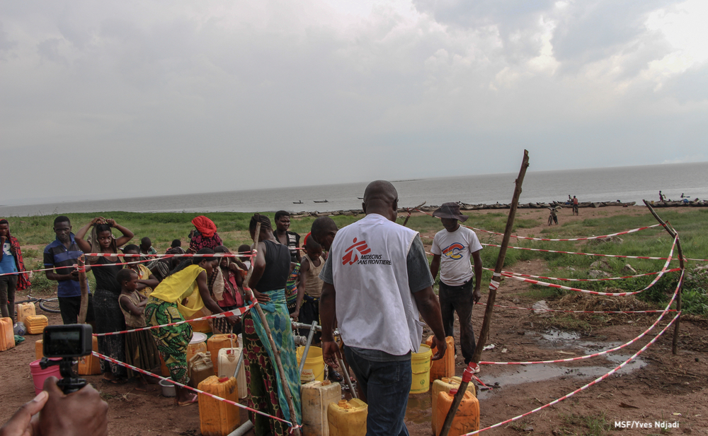 A water chlorination point installed to prevent cholera cases in Haut-Lomami