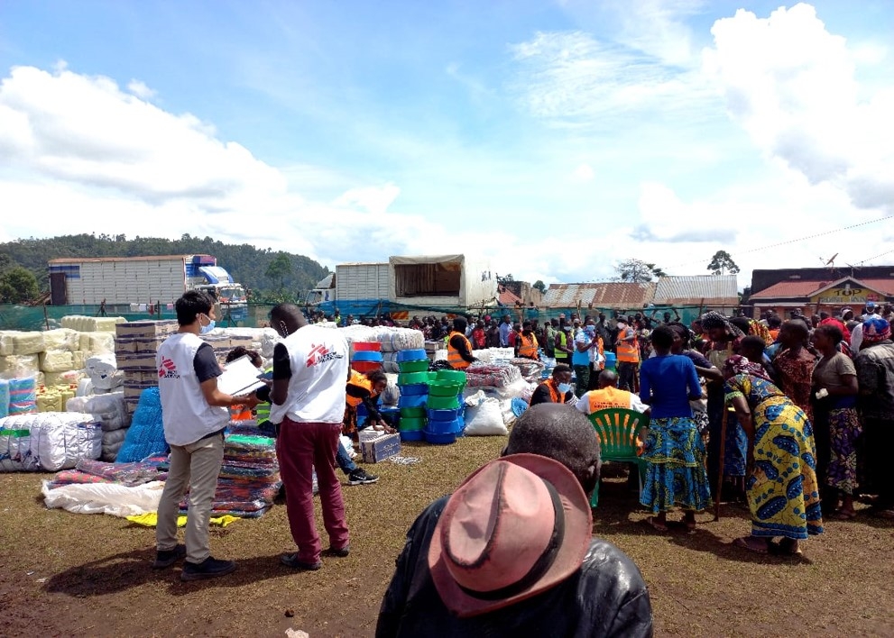 During the distribution of non-food items to 5,000 people. 