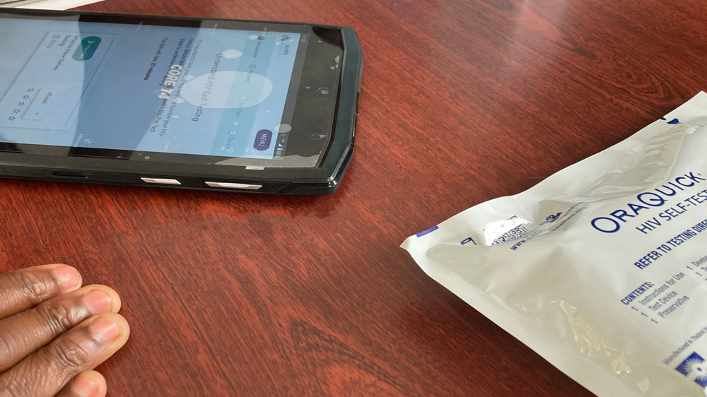 The HIV self-testing kit and the tablet where the patient can watch self-explanatory videos of pre and post HIV test counselling [ © MSF/Makhosazana Xaba]