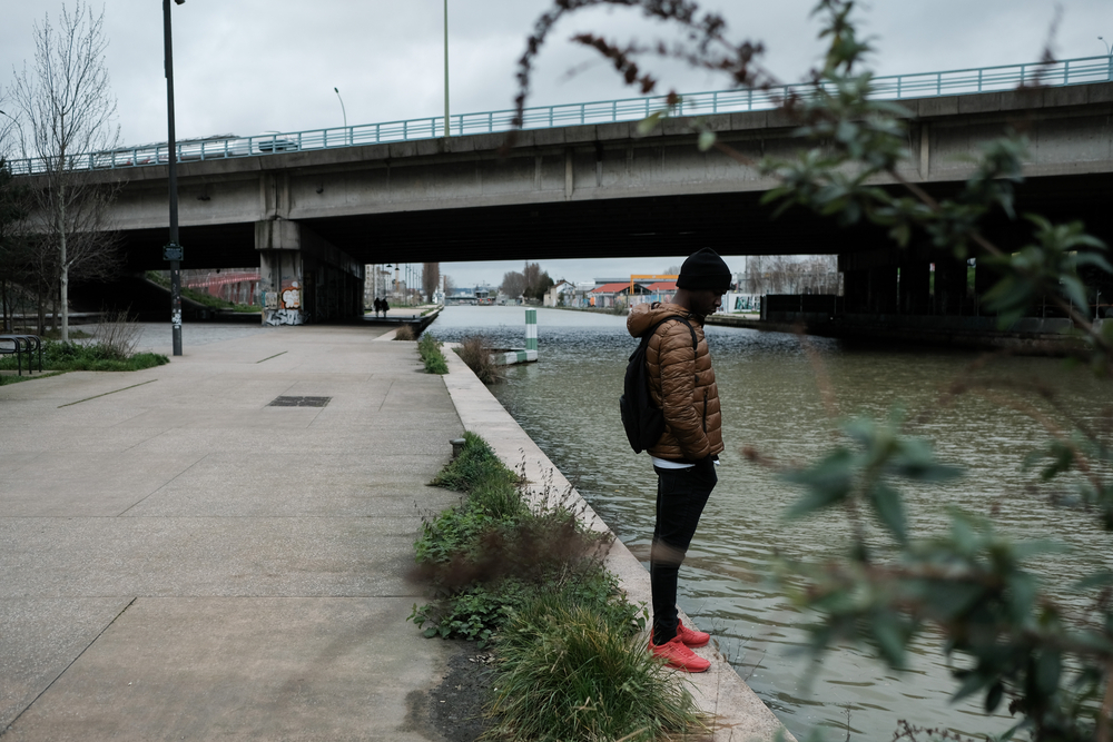 Yannick along the Canal de l'Ourq, in the North-Eastern part of Paris. © Augustin Le Gall 