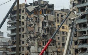 Ukraine: An attacked residential building in central Dnipro , January 2023