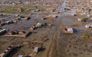 Aerial view of flooding in Didangali district, N'Djamena, Chad
