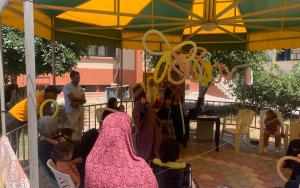 Children take part in a play therapy session at Al-Nasser hospital in Khan Younis. MSF mental health teams use play therapy to help children