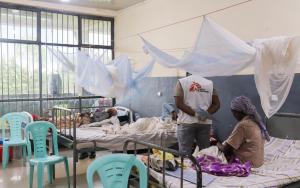 Malaria patients admitted in Nejo General Hospital Malaria Ward. MSF opened dedicated malaria wards at Nejo General Hospital West Wollega and Nekemte Specialized Hospital in East Wollega. Ethiopia 2024.