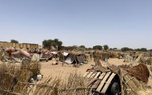 Internally displaced people gathered in an old school in Dali camp, Tawila, North Darfur, Sudan