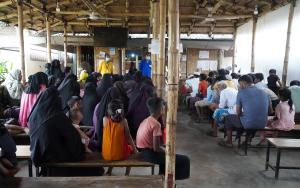 People are waiting at the triage area of MSF’s Jamtoli primary healthcare center at Ukhiya, Cox’s Bazar, Bangladesh. In the Rohingya refugee camps, essential services have been affected by reductions in humanitarian funding. Causing some hospitals and clinics to close and others to reduce services, which has significantly increased patient numbers at MSF’s Jamtoli and Hakimpara clinic in the camps