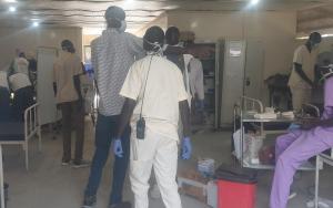 MSF teams treat wounded in MSF Lankien health facility following airstrikes on 29 December.