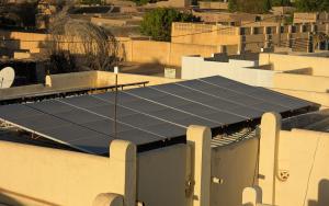 A view of the solar panels installed by MSF at the hospital in Niafunké, northern Mali.