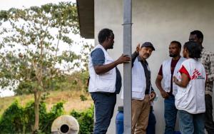 An MSF team visits Jemu Health Center. MSF has supported capacity building, rehabilitation of the facility, and WASH infrastructure and support.