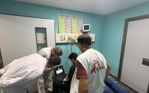 MSF medical team working with Ministry of Public Health staff in Jabal Amel hospital, Sour, southern Lebanon.