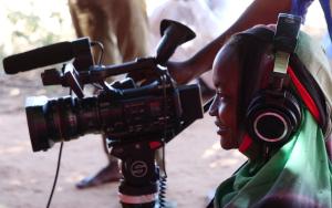 A woman filming in a community project in Sila, eastern Chad