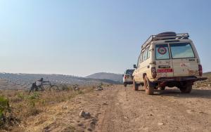 An MSF ambulance is returning from the Ruyigi hospital-based nutritional treatment centre, an hour’s drive from Busuma camp, with a patient on board.