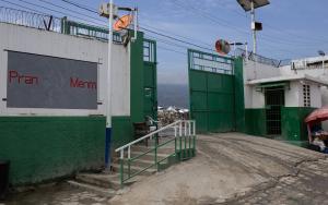 View of the entrance of the Maternity Isaïe Jeanty, the only public maternity hospital in Cité Soleil, Port-au-Prince.
