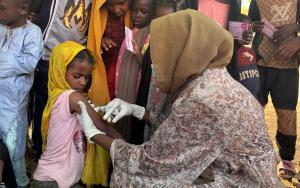 Eight-year-old Shayma at the vaccination site in Alsafa, El Geneina. She decided to attend after seeing her family and neighbors join the campaign. 'The injection didn’t hurt and now I am protected. Family and friends came to get vaccinated, so I came,' she said. Community influence remains a key factor for the high turnout in this MSF-MoH emergency measles and rubella response.