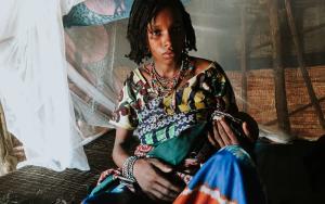 Mariam gave birth to her son Isyaka while fleeing her village,