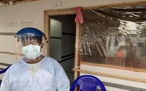 One of the team at the COVID-19 center in Bunia 