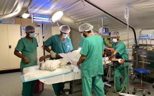 Operating theatre at MSF’s trauma centre in Mocha, in the Red Sea Coast region of Yemen. 