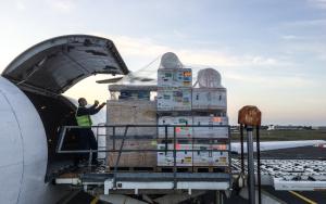 MSF Teams loading medical equipment to be sent to Isaphan, Iran