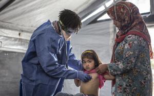 MSF medical staff in Moria, Greece, working in PPE 