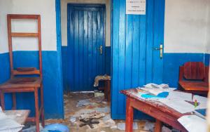 Salimboko health center which was attacked and looted over 4 days of fighting in 2020. 