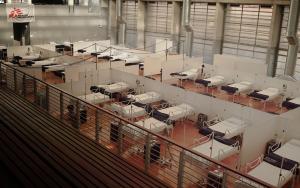 Internal view of the field hospital set up in Khayelitsha Multi-purpose Centre [© MSF/Rowan Pybus]