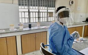 biotechnologist Rebecca Achok, registers and codes samples of COVID-19 suspected cases