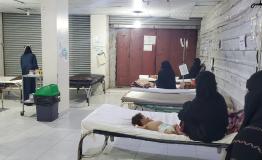 Inside the measles isolation unit of MSF’s mother and child hospital in Taiz Houban, Yemen.