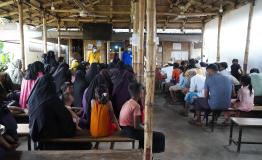 People are waiting at the triage area of MSF’s Jamtoli primary healthcare center at Ukhiya, Cox’s Bazar, Bangladesh. In the Rohingya refugee camps, essential services have been affected by reductions in humanitarian funding. Causing some hospitals and clinics to close and others to reduce services, which has significantly increased patient numbers at MSF’s Jamtoli and Hakimpara clinic in the camps