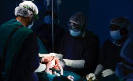 MSF medical team during a C-section in Liwali B Hospital.
