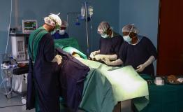 MSF medical team during a C-section in Liwali B Hospital
