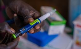 A close-up of the insulin pen that helps Aher manage his diabetes.