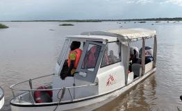 The MSF boat arrives at the dock in Malakal.