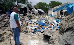  MSF HoM in front of the bombarded warehouse