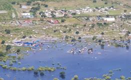 On an aerial assessment from Bor to Pibor, areas can be seen completely submerged by flooding.