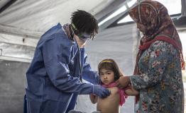 MSF medical staff in Moria, Greece, working in PPE 