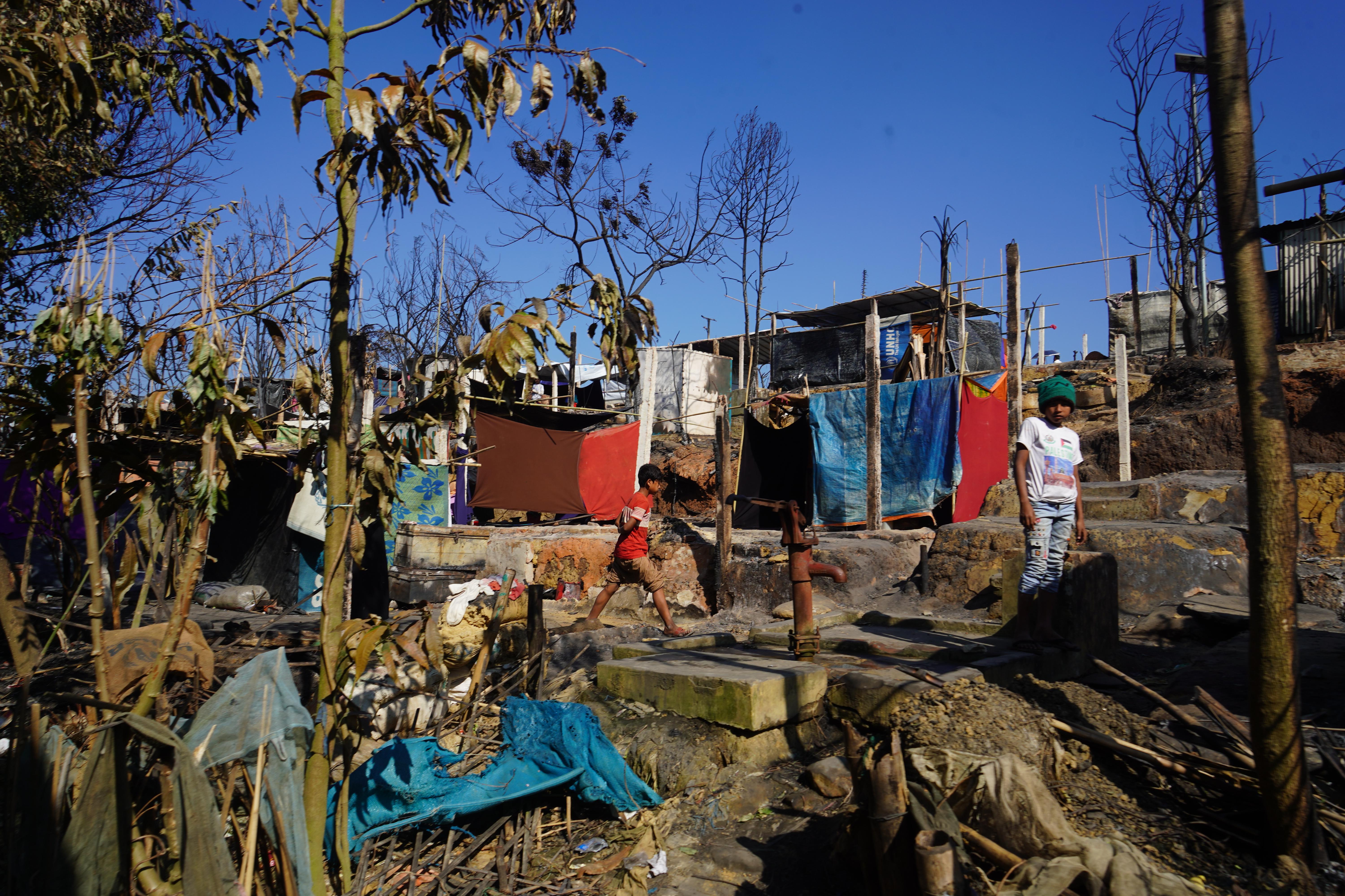 The day after a fire in Camp 5 of Cox’s Bazar refugee camp.