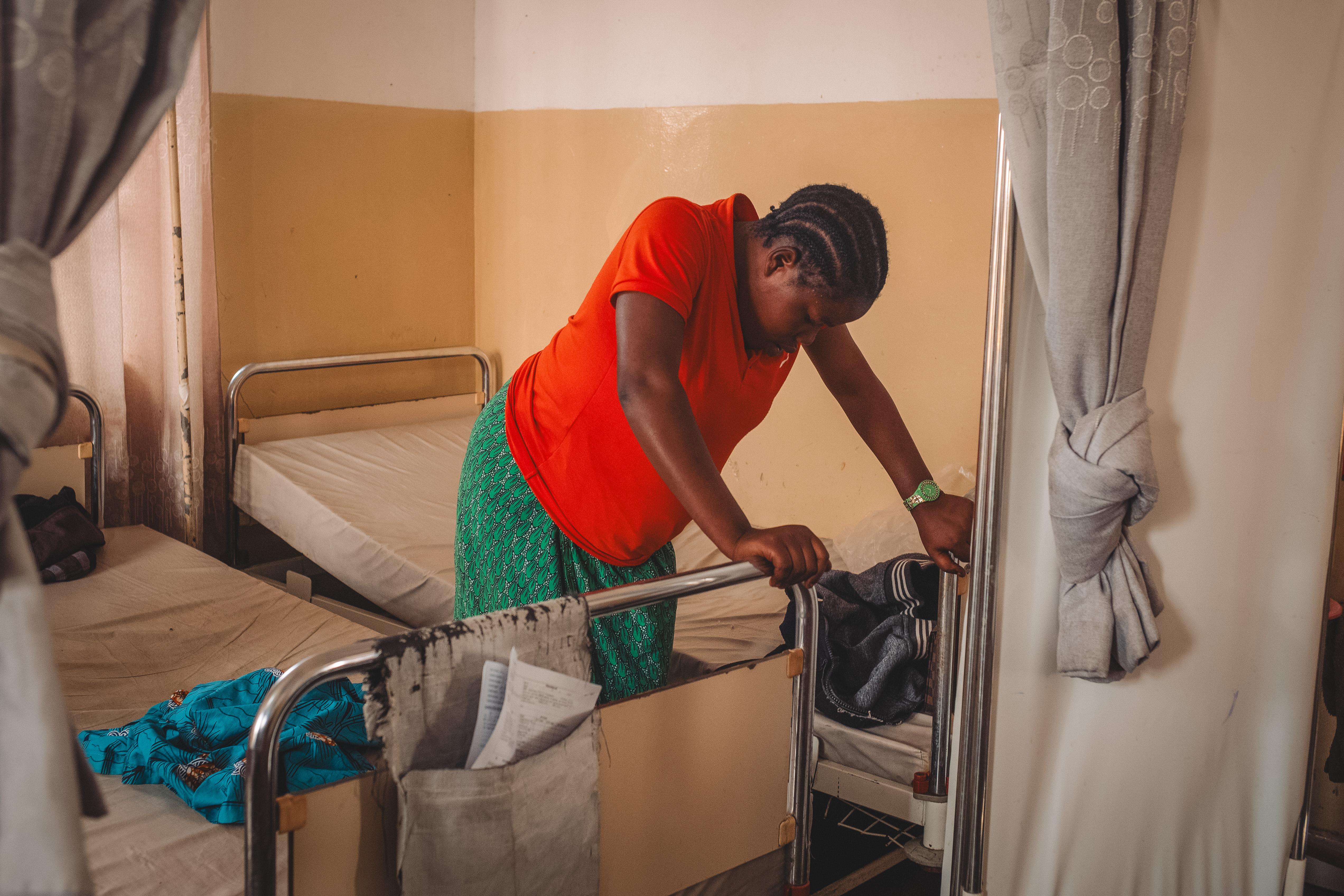 Gisele Dorika, 18, from Rugari in Rutshuru territory, in the labour ward before giving birth at Kanyaruchinya health centre.