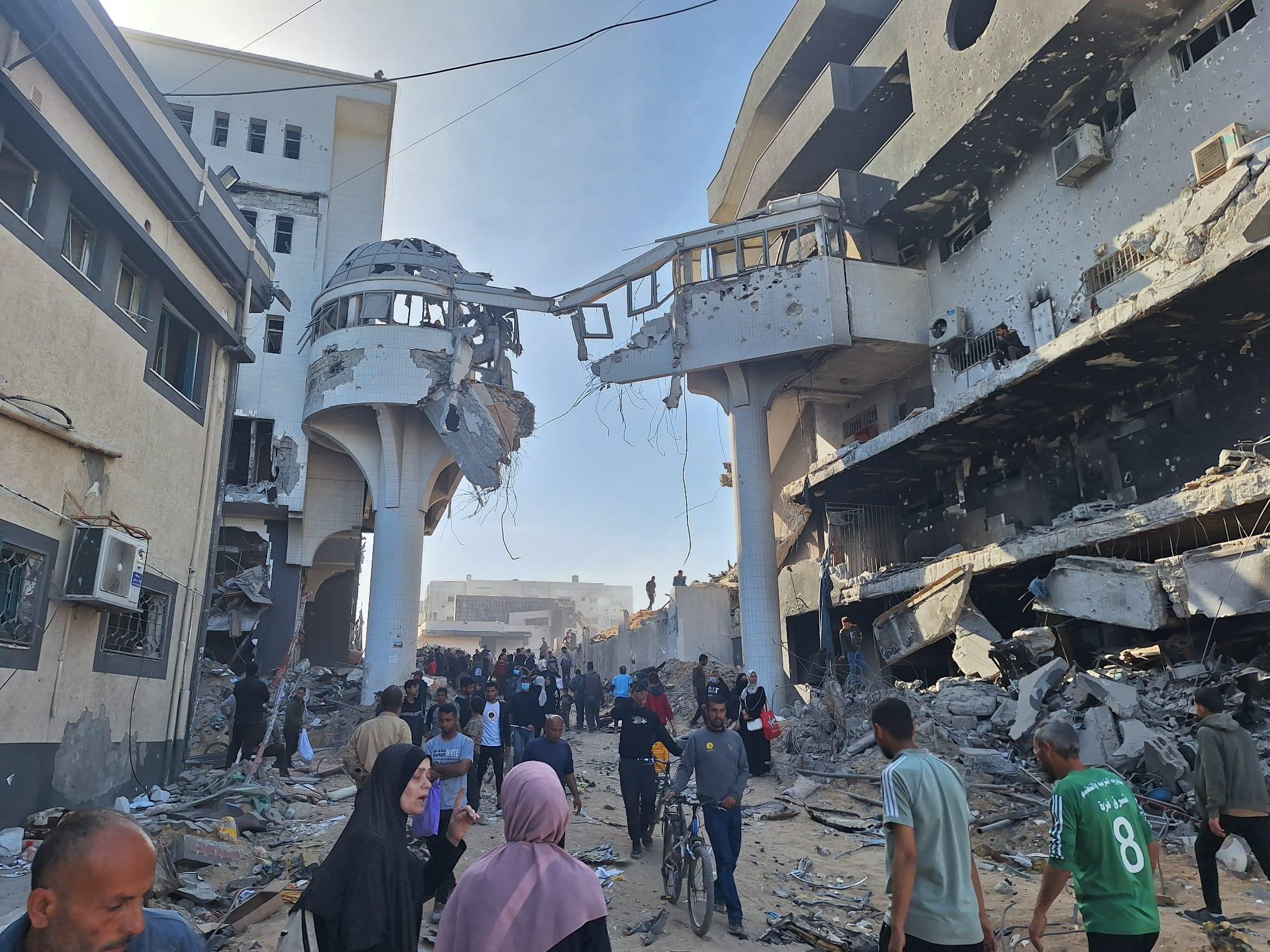 Al Shifa medical complex after 14 days of siege by the Israeli forces. 