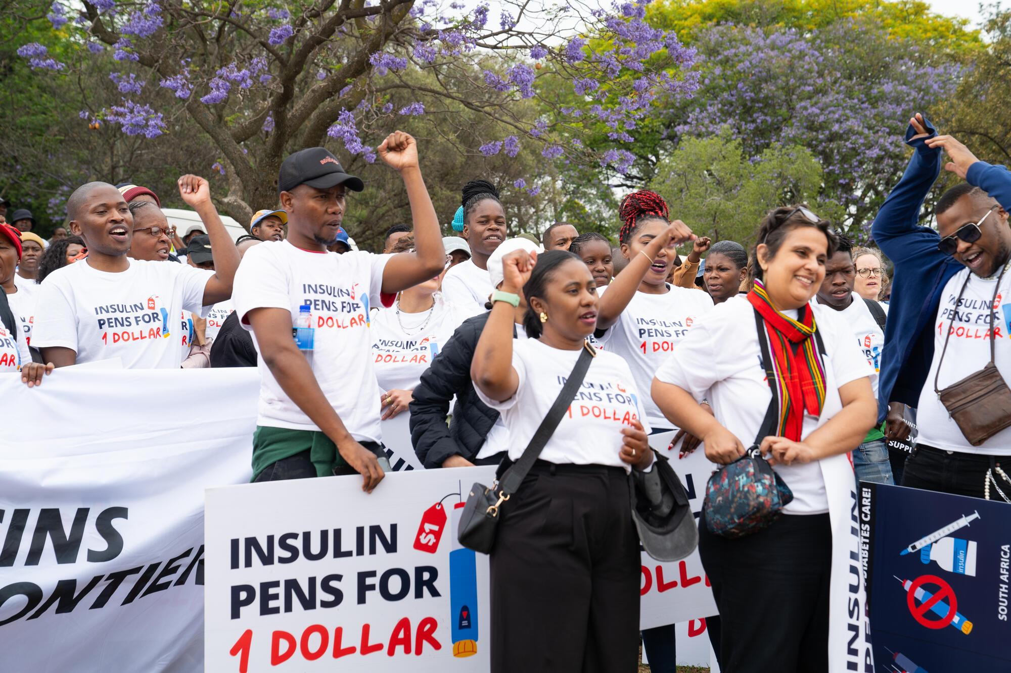 Picketing outside Novo Nordisk's office in Johannesburg