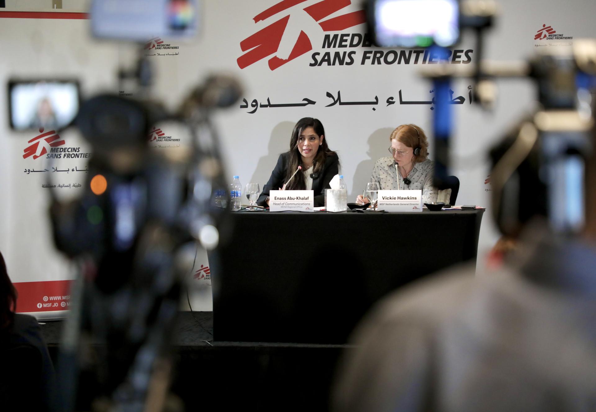 MSF director general: Vickie Hawkins  Head of Communication for the MENA Region: Enass AbuKhalaf