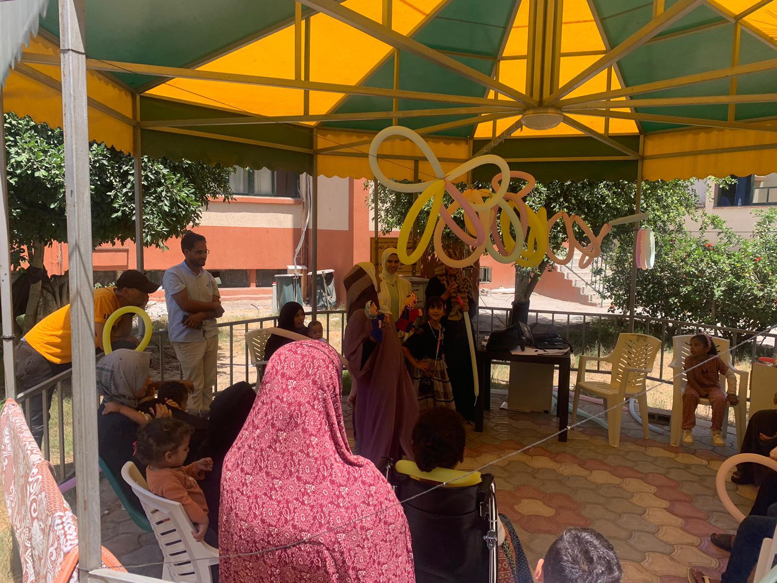 Children take part in a play therapy session at Al-Nasser hospital in Khan Younis. MSF mental health teams use play therapy to help children