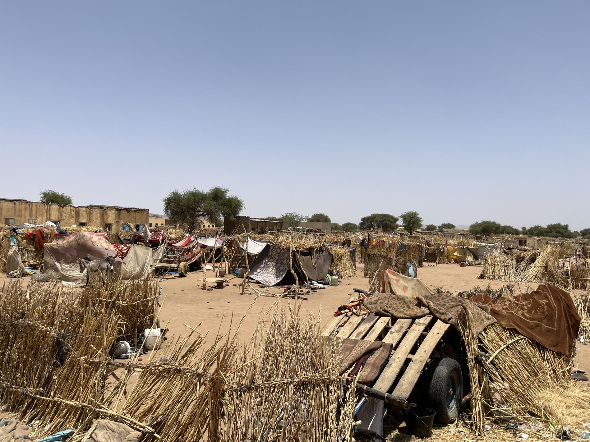 Internally displaced people gathered in an old school in Dali camp, Tawila, North Darfur, Sudan