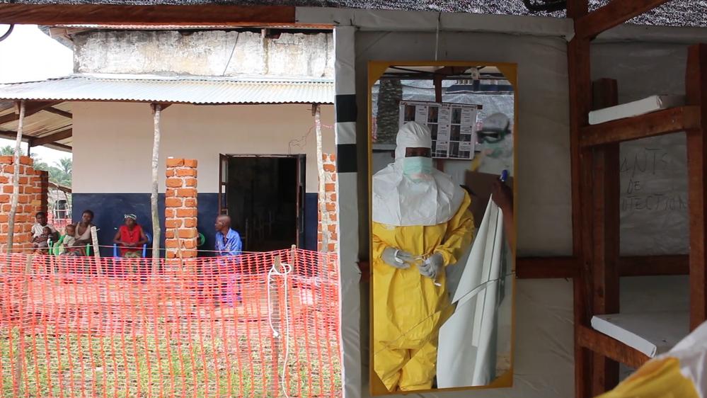 Medical staff at the MSF-supported Ebola treatment center in Bolomba.