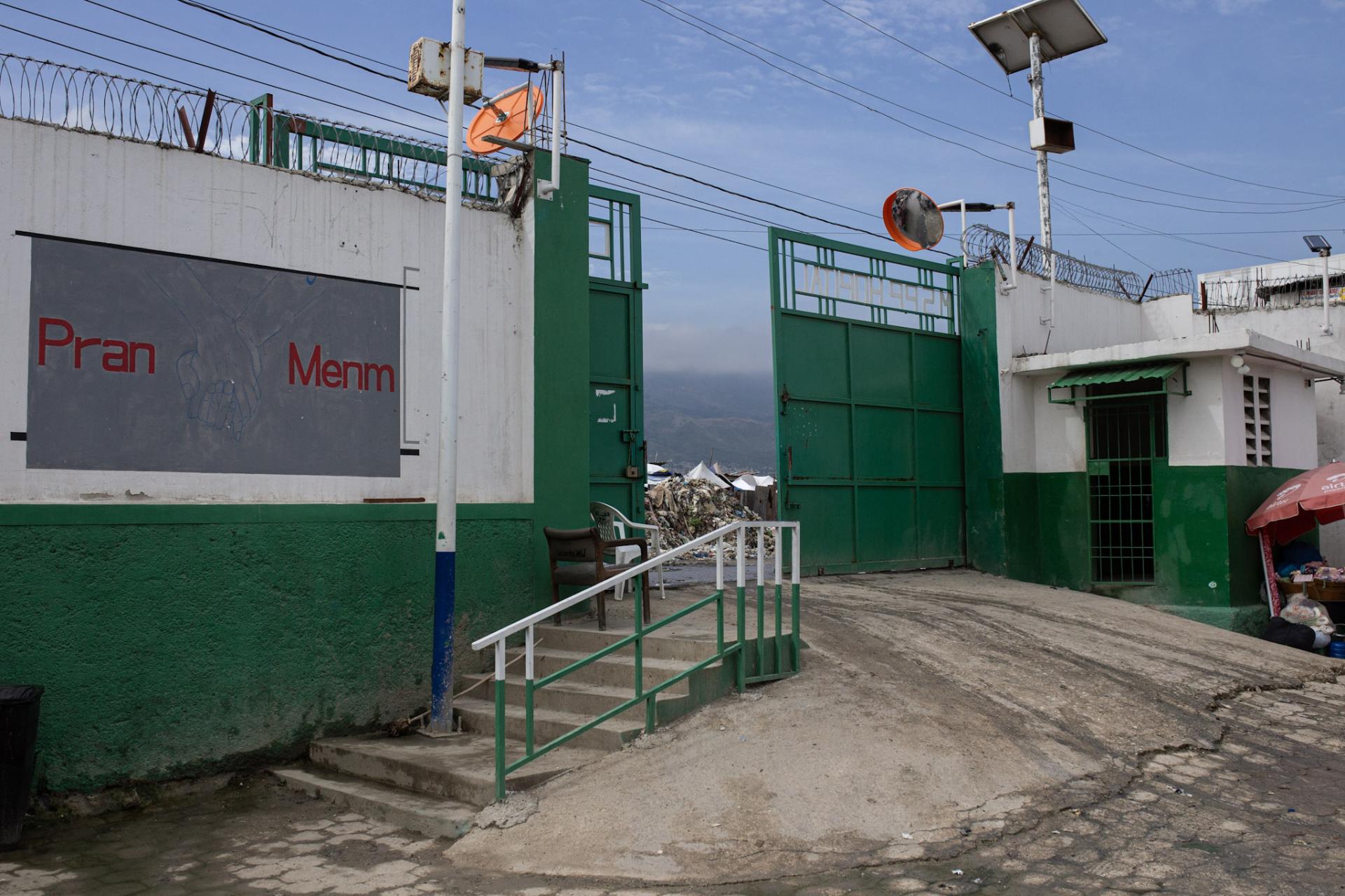 View of the entrance of the Maternity Isaïe Jeanty, the only public maternity hospital in Cité Soleil, Port-au-Prince.