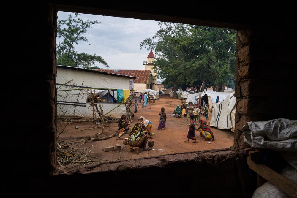 View of the Central Mosque in Elevage from a classroom that is now home to 3 families