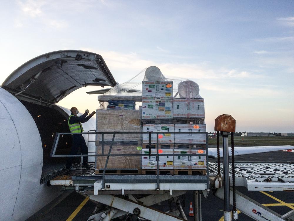 MSF Teams loading medical equipment to be sent to Isaphan, Iran