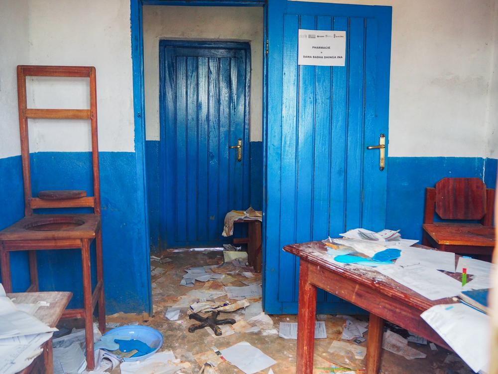 Salimboko health center which was attacked and looted over 4 days of fighting in 2020. 