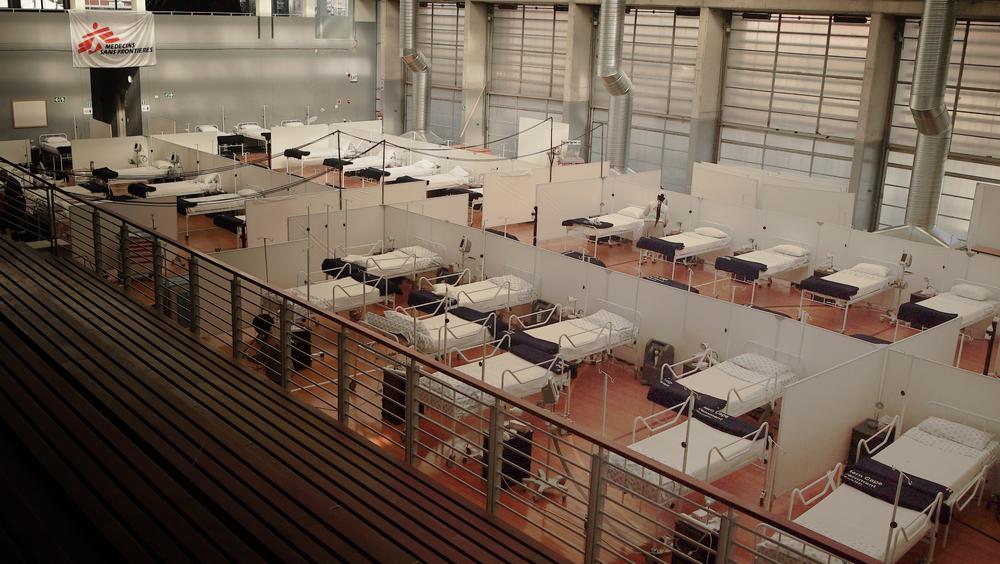 Internal view of the field hospital set up in Khayelitsha Multi-purpose Centre [© MSF/Rowan Pybus]